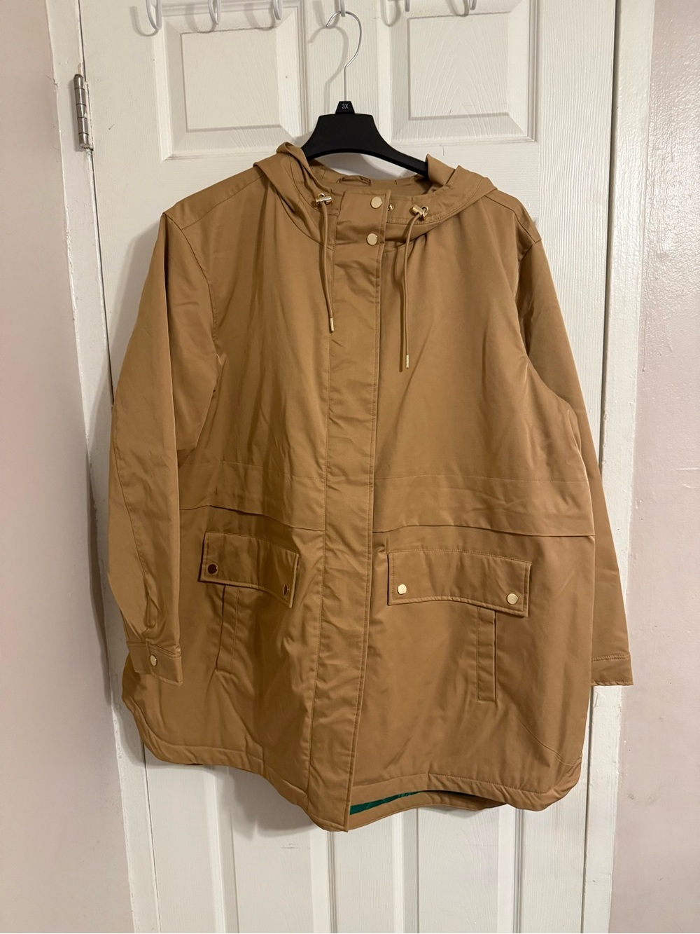 Liz Claiborne Woman’s Hooded Anorak Coat in Tan